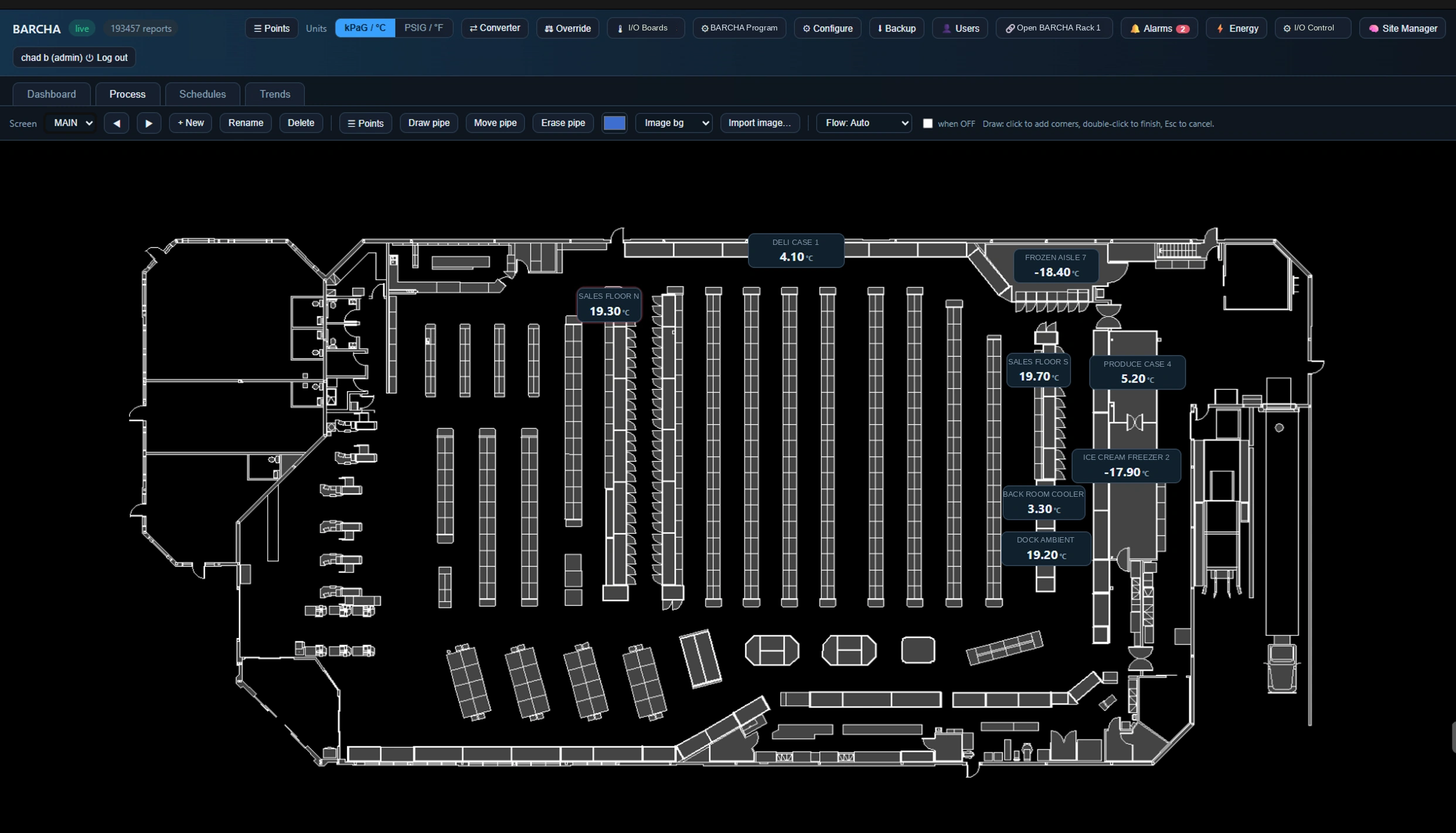 BARCHA HMI floor plan process screen
